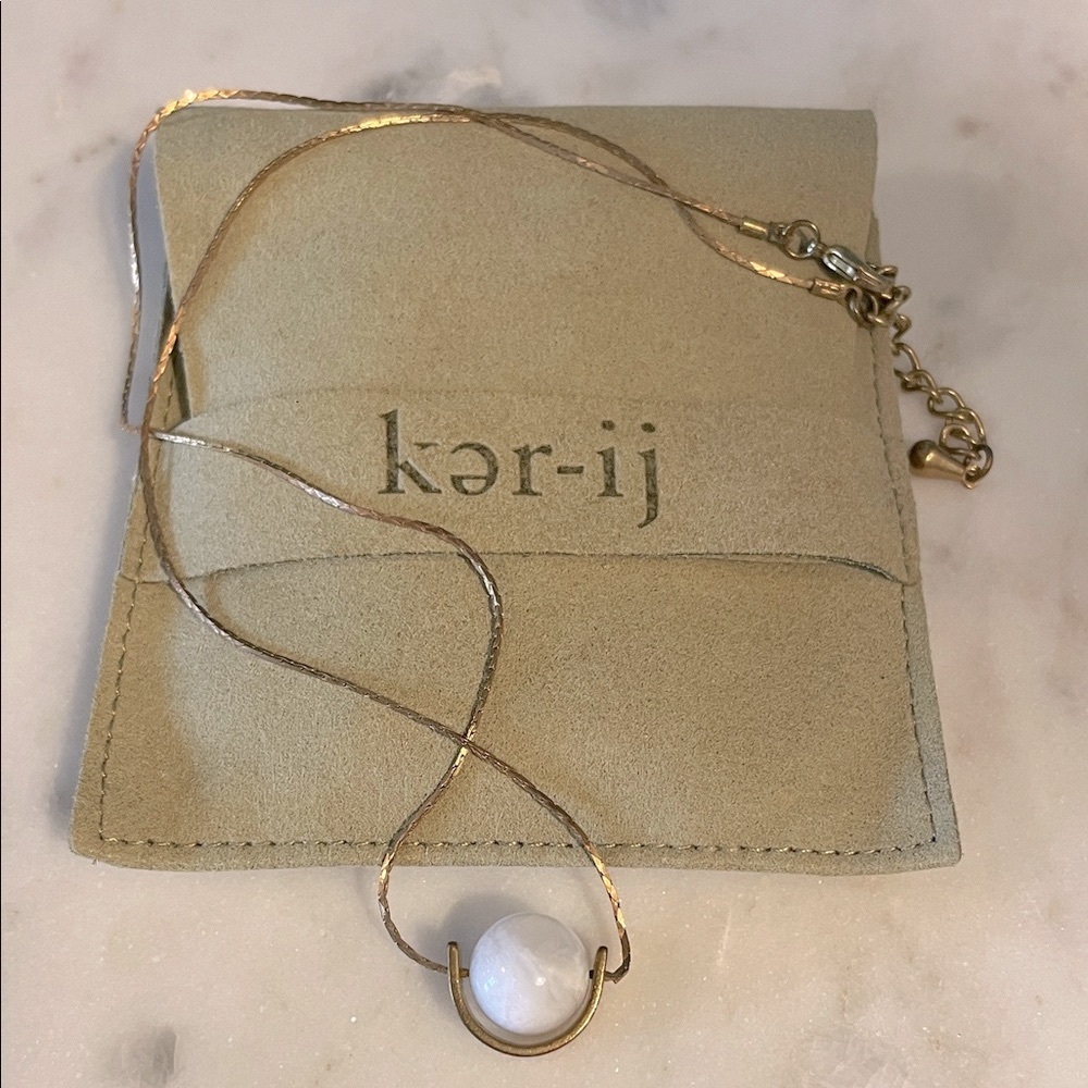 Brass Necklace with Moonstone Pendant